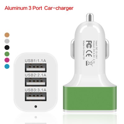 3 USB 12 24V Universal Aluminum Panel Compact Designed USB Car Auto Charger