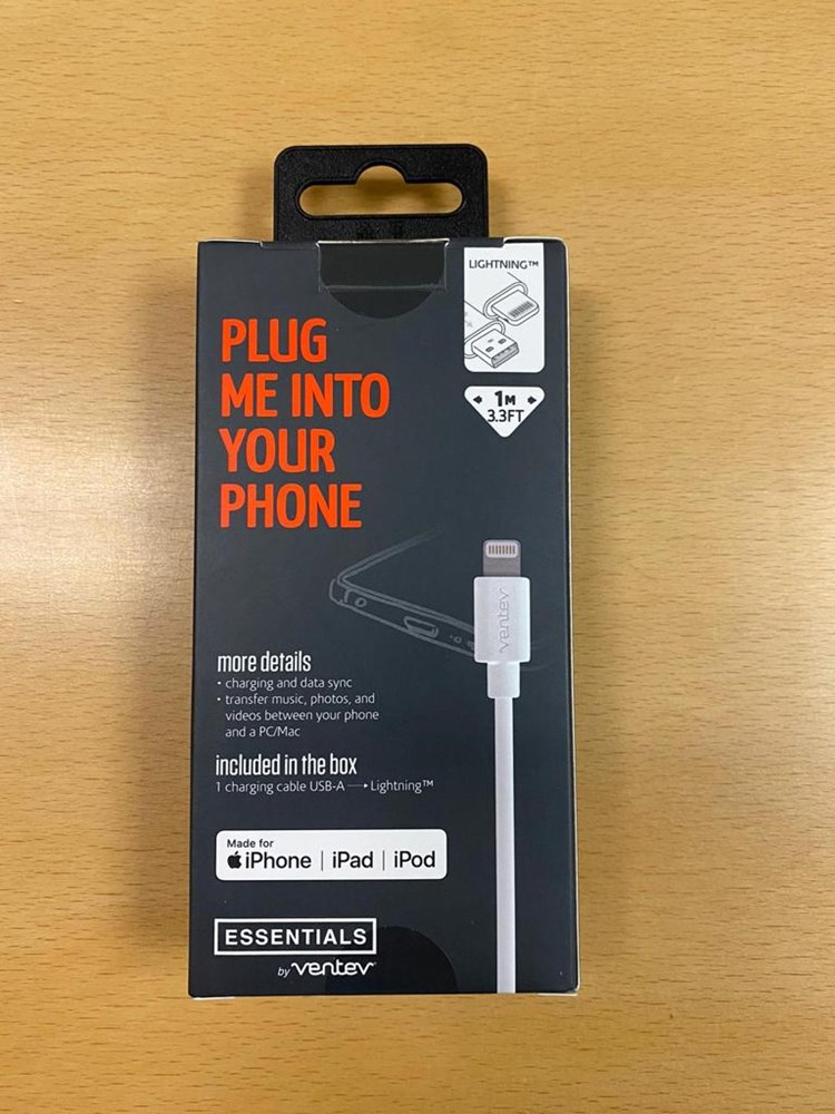 Ventev - 1m (2.4A) USB to MFi Lightning Cable - White - Image 2