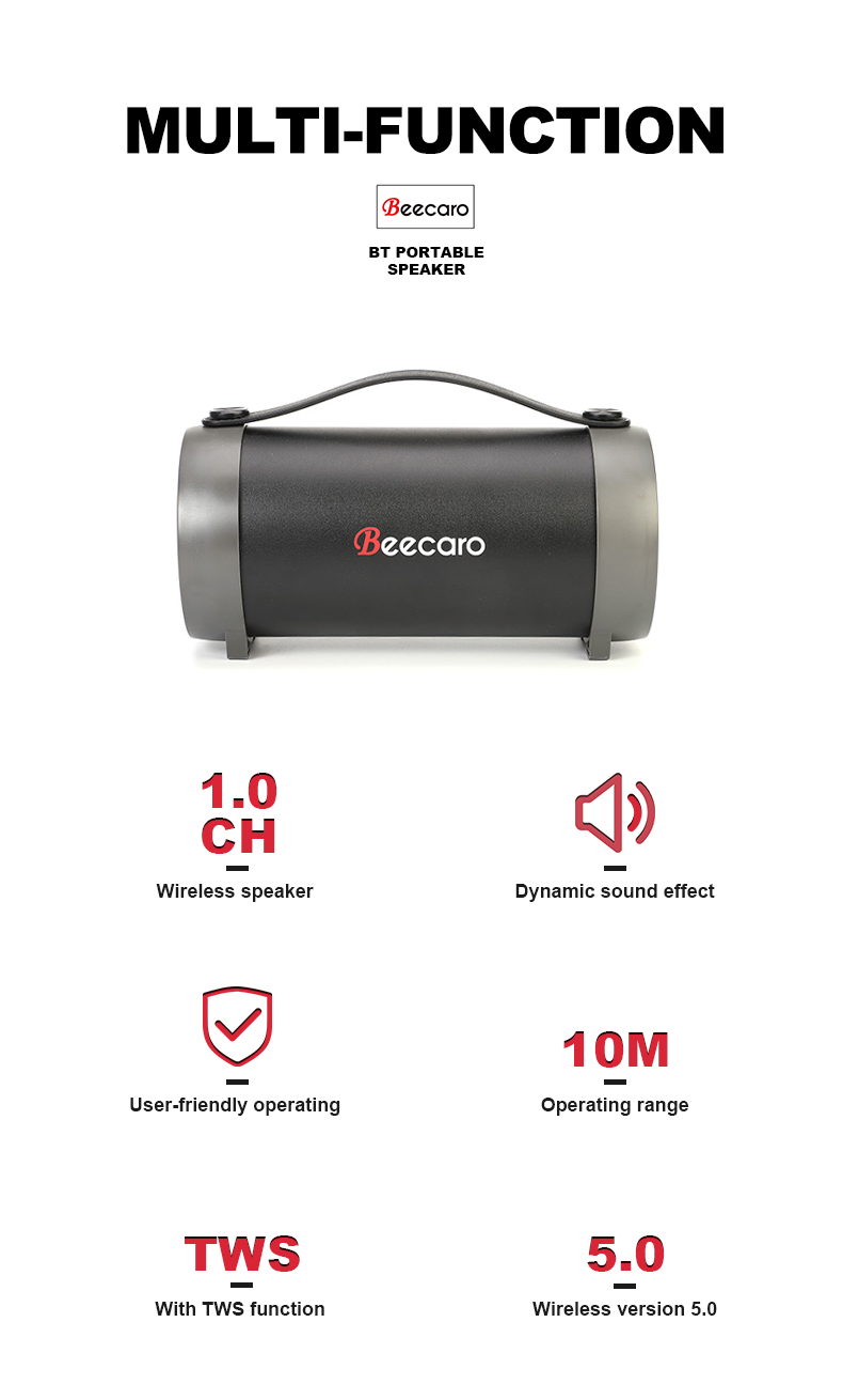 Beecaro S22E Wireless Bluetooth Speaker Stereo Portable Desktop Speaker - Image 2