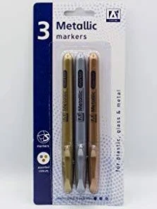 A* Stationery 3pk Metallic Markers