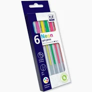 A* Stationery 6pk Neon Colour Gel Pens