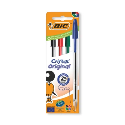4 x Bic Cristal Ballpoint Pen Medium 1.0mm Tip Assorted